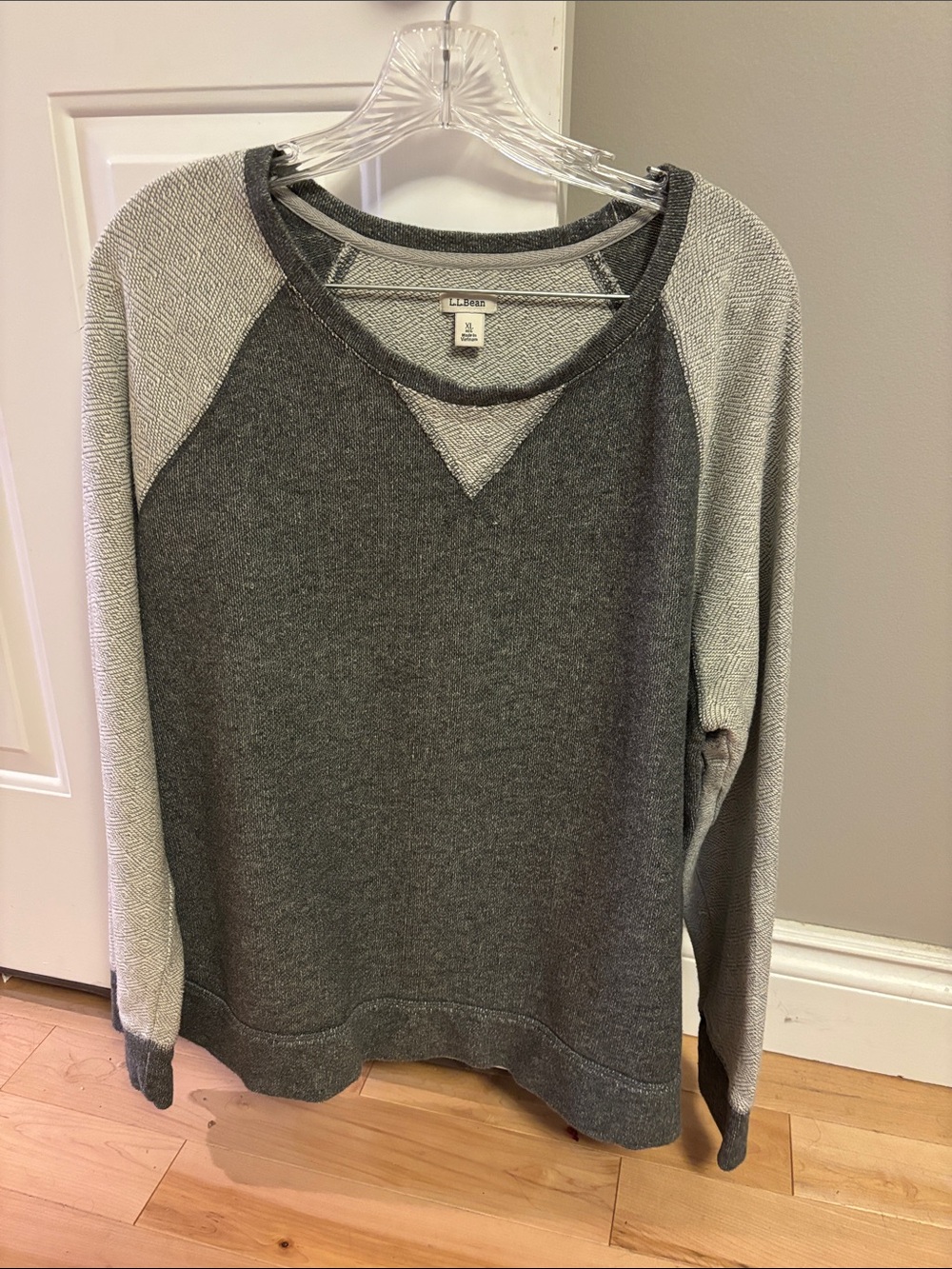 L.L. Bean Two-Tone Gray Raglan Pullover Sweater
